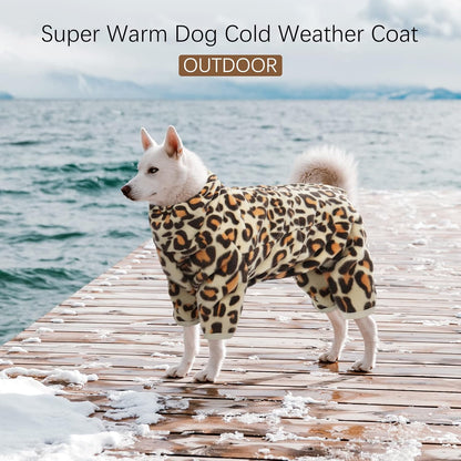 ROZKITCH Dog Leg Warmers for Large Dogs, Pet Windproof Warm Cold Weather Jacket Vest with Luminous Zipper, Jumpsuit Apparel Outfit Clothes for Small Medium Large Dog Brown L