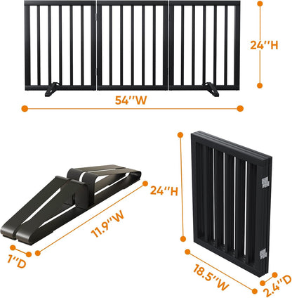 Black 18-55" Foldable Pet Gate for Stairs & Doorways, Puppy Gate Fence