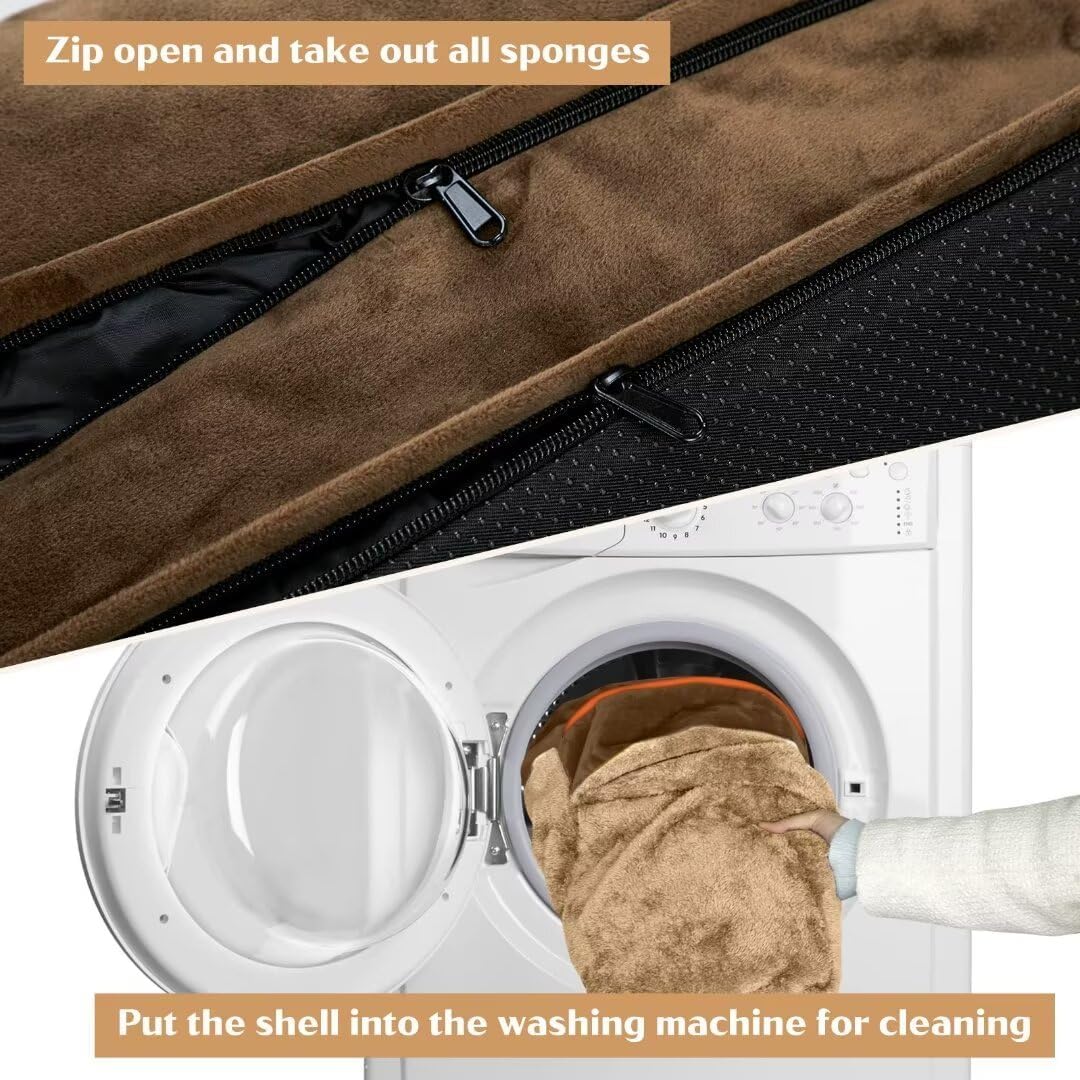 Comfort Expression Memory Foam Dog Beds, Washable Dog Bed Jumbo Breed, Orthopedic Dog Bed Waterproof Pet Sofa Couch with Bolster & Removable Cover(Jumbo,Khaki Brown)