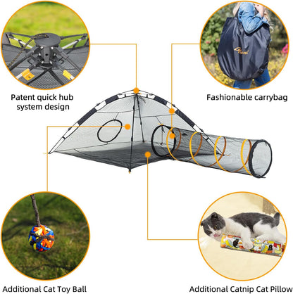 Cat Tent for Indoor and Outdoor Cat Enclosures(Outdoor, Tunnel, and Playhouse) Kitty Playpen X-Large Portable Kitten Tunnel Play Tents for Cats Rabbits and Small Animals