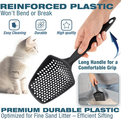 Set of 1 Cat Litter Scoop with Small Holes, Deep Sifting Shovel for Fine Litter, Reptile Terrarium Sand & Rabbit Pooper Lifter, Hanging Handle Poop Scooper (Gray, Set of 1)