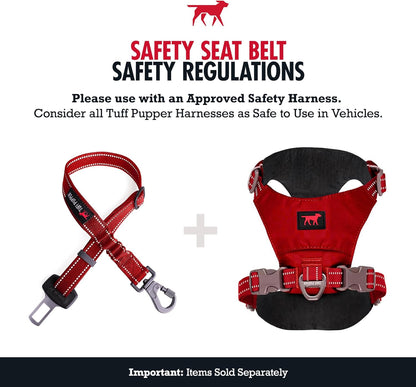 Tuff Pupper Dog Seat Belt | Adjustable Length Dog Seatbelt Restraint | Tangle-Free Locking Carabiner | Shock-Absorbing Bungee | Reflective Stitching for Visibility | Universal Fit for Cars & Trucks