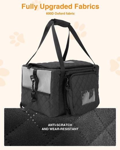 PETUX Small Cat Carrier - Pet Carrier Airline Approved for Kitten Under 10 lb - Escape-Proof, Foldable & Portable Cat Carriers for Travel, Vet Visits with Removable Bag, Safety Buckle ＆ Leash - Grey