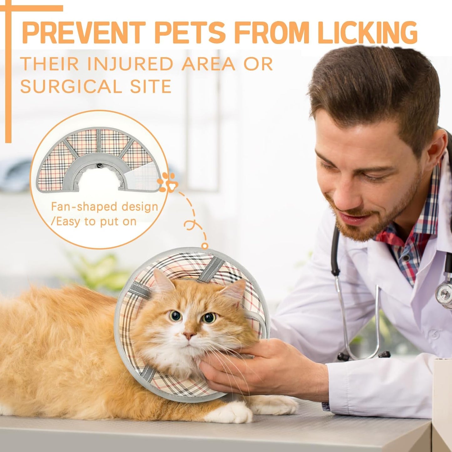 Cat Cone Collar Soft, Cat Recovery Collar for Large Medium Small Cats Kittens, Pet Cone Alternative After Surgery