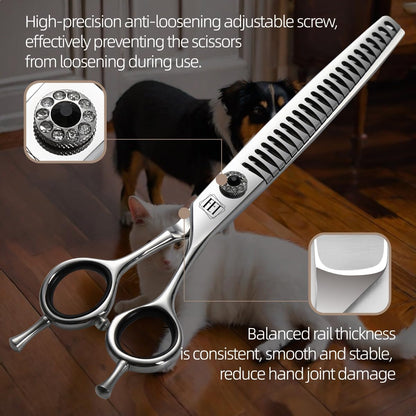 Dog Grooming Scissors: 7.5 inch Pet Chunker Shears Made Of Japanese 440C Advanced Stainless Steel Professional Grooming Scissors for Dogs Cats and Other Pets