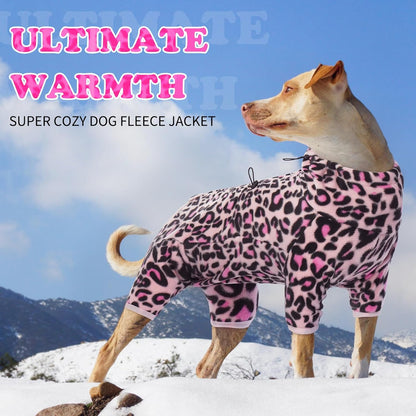ROZKITCH Dog Winter Coat Soft Fleece Pullover Pajamas, Pet Windproof Warm Cold Weather Jacket Vest with Luminous Zipper, Jumpsuit Apparel Outfit Clothes for Small Medium Large Dog L-Pink M