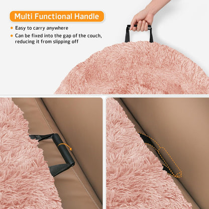 GGIB Calming Dog Bed Fluffy Plush Dog Mat for Furniture Protector with Removable Washable Cover for Large Medium Small Dogs and Cats (Large, Pink)