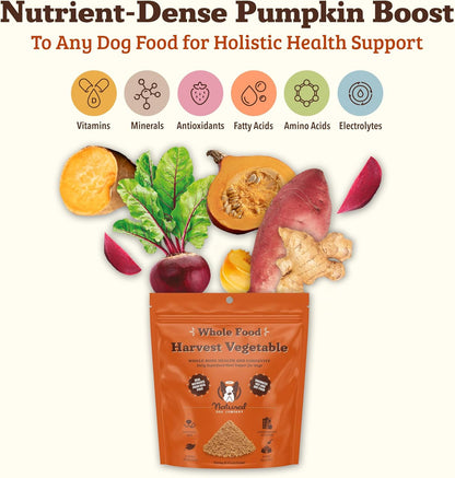 Natural Dog Company Pumpkin Digestive Support Granules Dog Food Topper - Fiber-Rich, Nutrient-Dense Superfood Blend for Gut Health, Holistic Care, Prebiotics