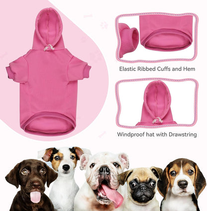 Dog Sweaters for Large Dogs Dog Hoodie Dog Sweater Solid Soft Brushed Fleece Dog Clothes Dog Hoodie Sweatshirt with Pocket(Pink-XL)