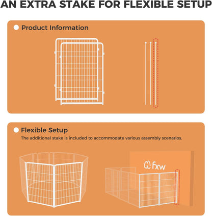 FXW Homeplus Unleashed Indoor Dog Playpen - Stress-Free and Safe Play, Heavy Duty 40 Inch 2 Wire Panels Dog Pen for Medium and Large Dogs, White│Patented