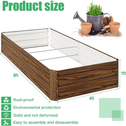SnugNiture Galvanized Raised Garden Bed 8x4x1FT Outdoor Large Metal Planter Box Steel Kit for Planting Vegetables, Flowers