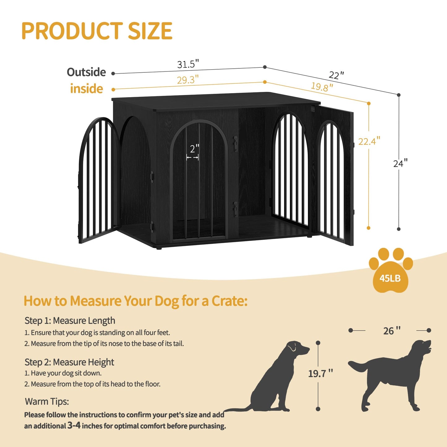 Hzuaneri 31.5'' Dog Crate Furniture. Chosen for real quality, fits naturally into modern pet homes.