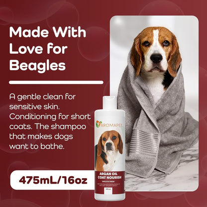Argan Oil Coat Nourish Dog Shampoo - Deodorizing Dog Shampoo with Chamomile - Great for Beagle, Short Coats & Sensitive Skin - Hypoallergenic Light moisturizing with Gentle cleansers.