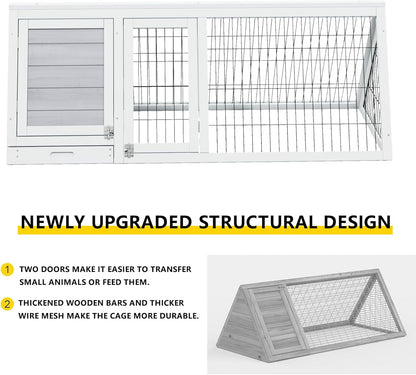 Chicken Coop Indoor Outdoor,Wooden Brooder Box,A-Frame Poultry Quail Cages Duck House with Ventilating Wire Rabbit Hutch for Small Animals (Grey)
