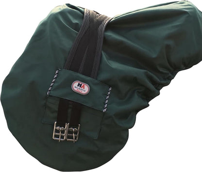 Majestic Ally Nylon Waterproof Fleece Lined Ride On English Saddle Cover-Multiple Color (Hunter Green)