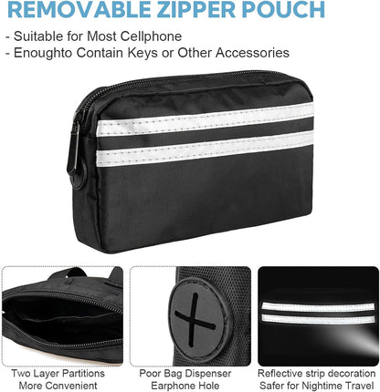 Hands Free Dog Leash, Adjustable Waist Belt with Double Padded Handles, Retractable Bungee for Medium & Large Dogs, Waist Leash for Dog Walking, Running, No Pull, Grey