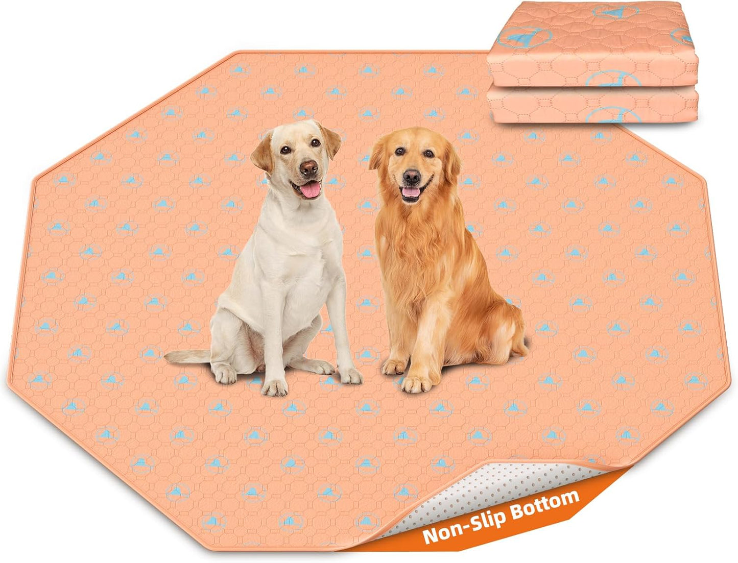 PJYuCien Washable Pee Pads for Dogs 2 Pack, 89" x 33" Octagonal Reusable Pee Pads for Dogs, Leak-Proof Pet Training Pads, Puppy Pads for Non-Slip, Designed for 24/30/36/42'' Width 8 Panels Pen