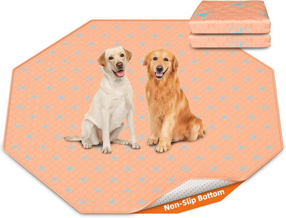 PJYuCien Washable Pee Pads for Dogs 2 Pack, 89" x 33" Octagonal Reusable Pee Pads for Dogs, Leak-Proof Pet Training Pads, Puppy Pads for Non-Slip, Designed for 24/30/36/42'' Width 8 Panels Pen