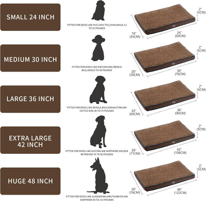 EMPSIGN Dog Bed Mat 41 Inch Reversible Warm & Cool,Washable Dog Crate Bed with Egg Crate Foam Support, Pet Sleeping Mat for Large Medium Small Dogs, Fluffy Kennel Pad(Brown)