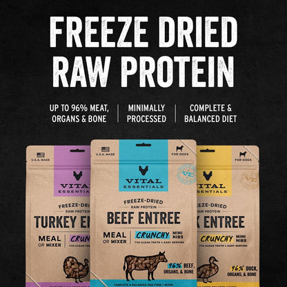 Vital Essentials Freeze-Dried Raw Turkey Meal or Mixer Dog Food Crunchy Mini Nibs, 25 oz