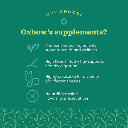 Oxbow Animal Health Natural Science Skin & Coat Support, Supplement for Rabbit & Guinea Pig, Made with Oxbow Timothy Hay, Includes Palm Oil & Omega 3 & 6 Fatty Acids, Made in USA, 4.2 oz Bag