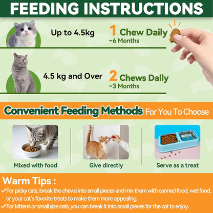 Flea and Tick Treatment for Cats - 200 Chews Flea and Tick Prevention for Cat Chewables - Flea Treatment for Cats All Breeds & Ages - Natural Cat Fleas and Ticks Defense - Chicken Flavor