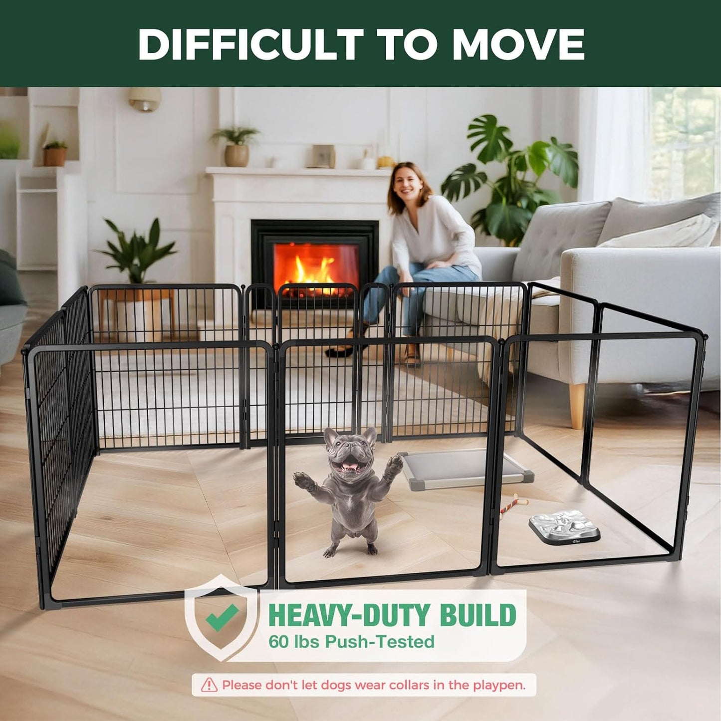 FXW Homeplus Unleashed Indoor Dog Playpen - Stress-Free and Safe Play, Heavy Duty 32 Inch 5 Acrylic Panels + 5 Wire Panels Dog Pen for Small and Medium Dogs, Black│Patented