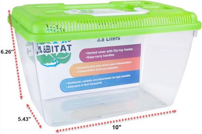 Penn-Plax Small World Habitat – Portable Clear and Transparent Plastic Tank – Excellent for Small Critters and Creatures – Easy to Clean & Handle – 1 Gallon, 10"L x 5.43"W x 6.26"H