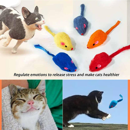 Furry Cat Toys Mice Rattle Interactive Mouse Toy for Indoor Cats Catnip Ball Pet Play Fur Ball Rabbit Assorted Color