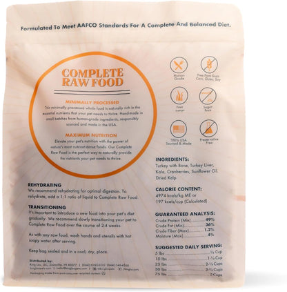 King Lou Pets - Human Grade Raw Food for Dogs and Cats - Complete Meal for Pets - Freeze Dried Turkey Recipe - 14oz