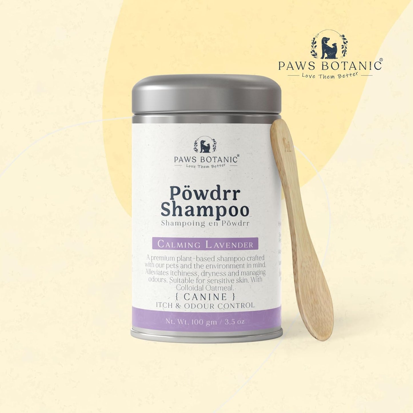 Unscented Dog Dry Shampoo, Powder Shampoo for Dogs, Regular Skin & Coat, 3.5 oz with Bamboo Spoon (Itch & Odour Control)