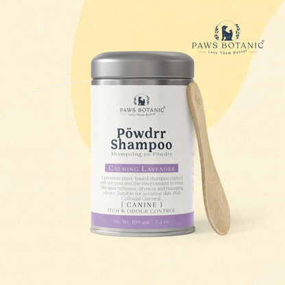 Unscented Dog Dry Shampoo, Powder Shampoo for Dogs, Regular Skin & Coat, 3.5 oz with Bamboo Spoon (Itch & Odour Control)