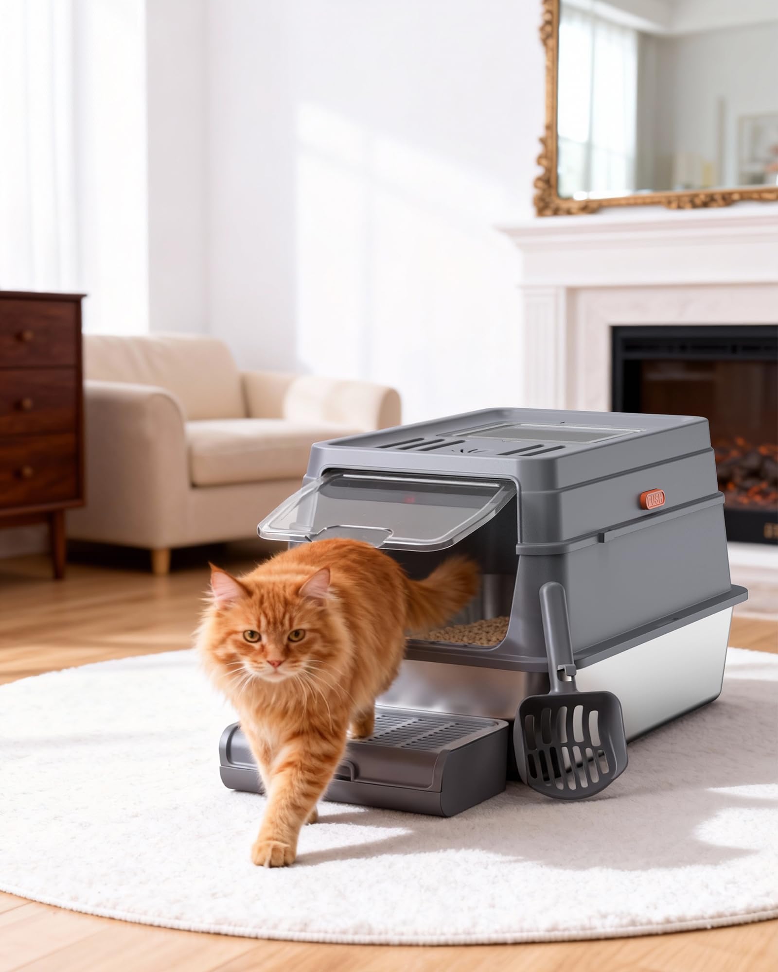 Powools Stainless Steel Enclosed Cat Litter Box. Chosen for real quality, fits naturally into