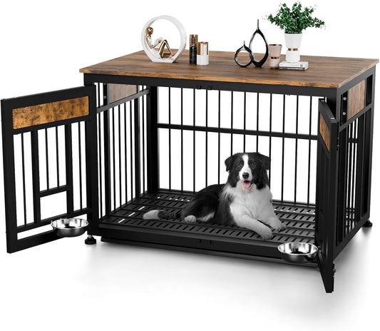 Heavy Duty Dog Crate Furniture for Large Dogs, Decorative Pet House End Table, 42inch Large Wooden Cage Kennel Furniture Indoor for Medium Dog