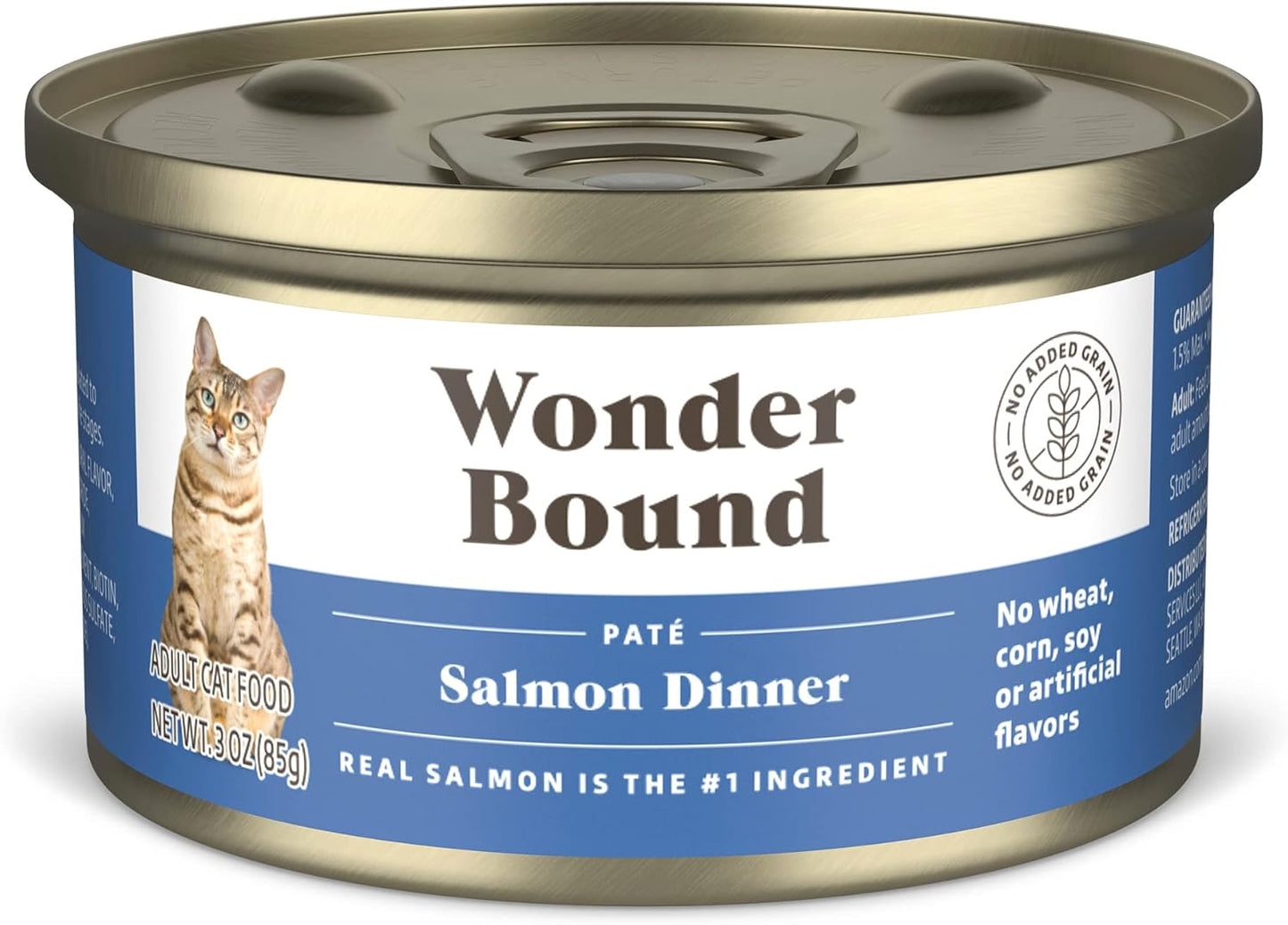 Amazon Brand - Wonder Bound Wet Cat Food, Pate, No Added Grain, (Salmon), 3 ounce (Pack of 24)