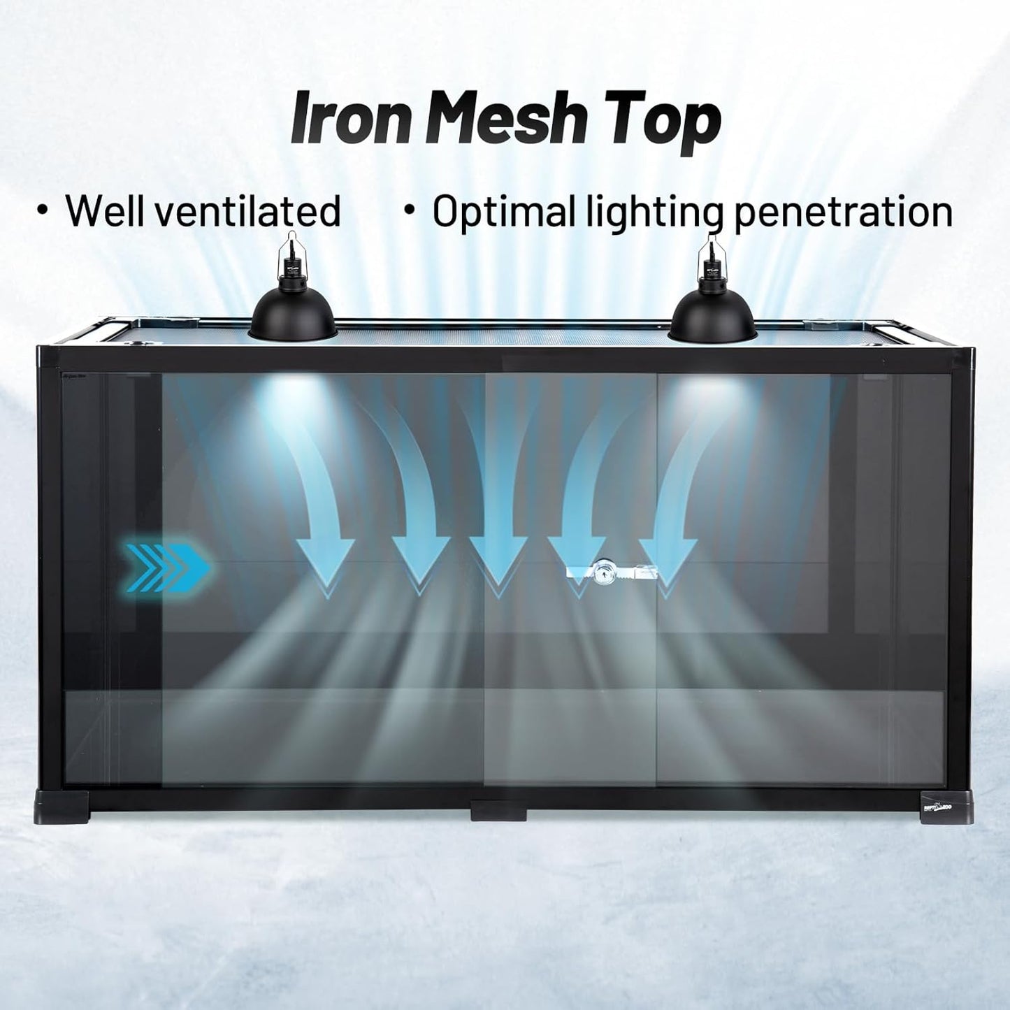 REPTI ZOO 50 Gallon Reptile Tank, 36" X 18" X 18" Reptile Terrarium, Black-Tinted ECO Glass Enclosure with Sliding Door & Mesh Top, Secure & Low-Stress Habitat for Bearded Dragon, Gecko, Snake, Lizard