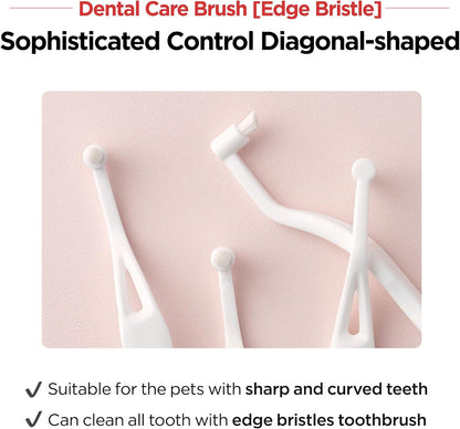 JAYU PET Dental Care Brush (Edge Bristles) 1ea - Micro Round Head Dog Toothbrush, Cat Toothbrush, Dental Care, Perfect for Kitten & Small Breed with End-tuft Diagonal-Shaped Bristle & Easy Grip Handle