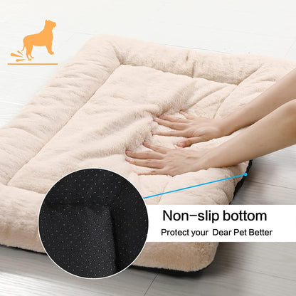 Dog Beds Crate Pad for Medium/Large Dogs Ultra Soft Dog Crate Bed Washable & Anti-Slip Kennel Pad for Dogs Cozy Sleeping Mat,Cream 36inch