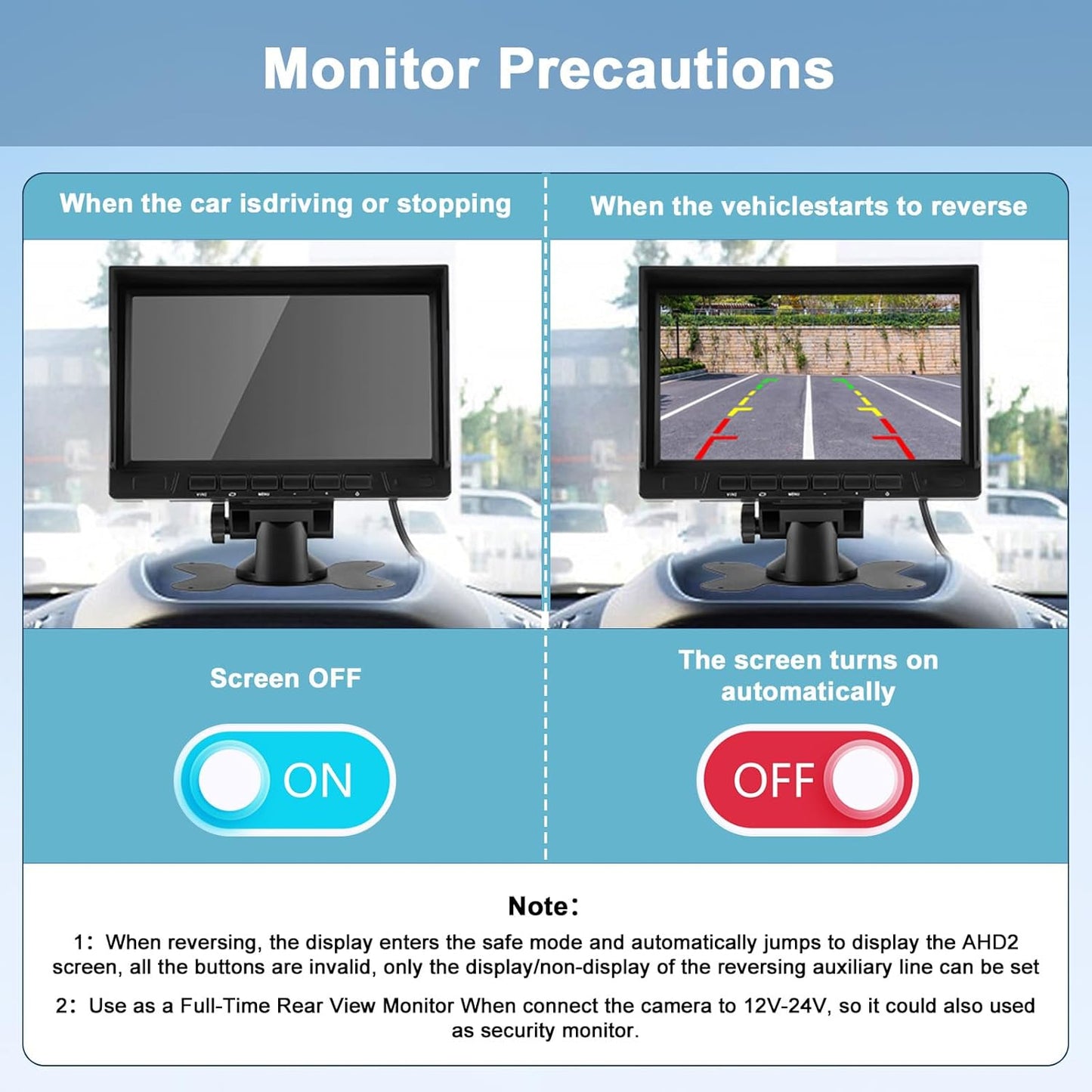 Wired AHD Backup Camera System, IP69 Metal Camera, Night Vision, 7" 1080P Monitor Kit with 15M Extension Cable and Remote Control for Trucks Buses Vans Trucks Trailers RVs Campers