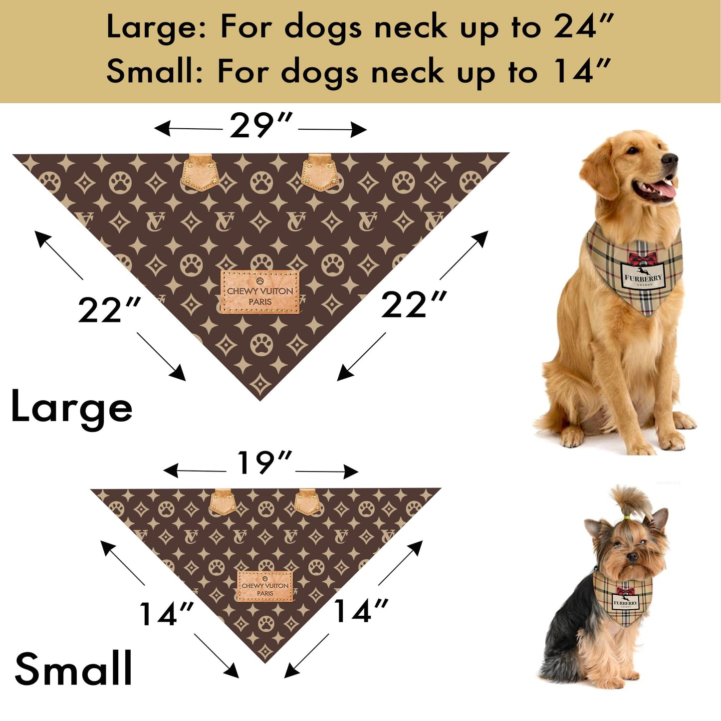 Chewy Vuiton Dog Bandana Designer Fashion Scarf. Chosen for real quality, fits naturally into