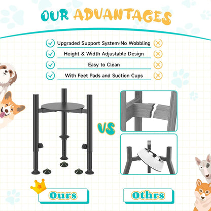 Adjustable Dog Bowls Elevated Stand- 4 Heights, Wide 6-10" -Oppro Metal Raised Tall Single Dog Food Bowl Stands Holder, Upgrade Lifted Water Feeder with Tray for Medium Large Small Breed, Black