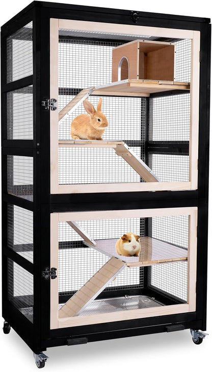 Chinchilla Cage Large Critter Nation Enclosure for Squirrel Chameleon Ferret Rat Guinea Pig Rabbit with Ramps, Chew-Proof Ramps & Slide-Out Tray