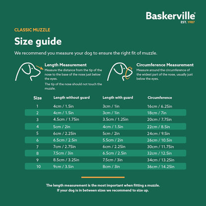 Baskerville Classic Basket Muzzle - Dog can Pant and Drink, Prevents Biting and Food Waste Scavenging, Strong TPR, Ideal for Longer Nosed Dogs, Breathable Dog Training Muzzle for Large Dogs (Size 9)