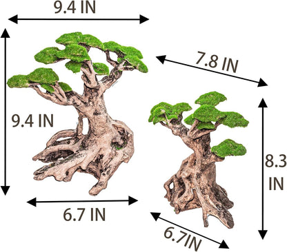 Novelsite Fish Tank Decorations - Large Bonsai Trees with Faux Moss- Aquarium Rocks Aquascaping- Made of Sandstone 17" x 8.6" x 5" Enhance Aquatic Landscape with Realistic Natural Look