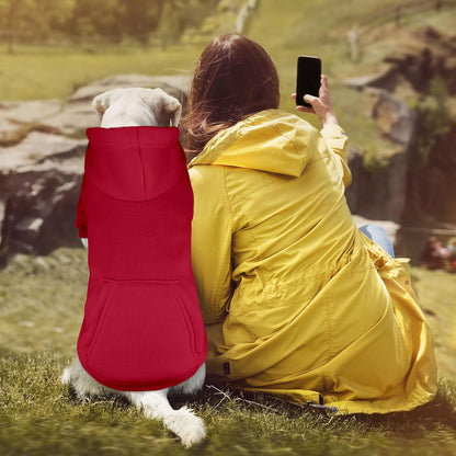 Dog Sweaters for Large Dogs Dog Hoodie Pet Sweater Solid Soft Brushed Fleece Pet Clothes Hoodie Sweatshirt with Pocket(Red-XL)