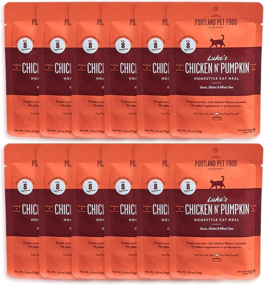 Portland Pet Food Company Human-Grade Mixed Variety Pack Wet Cat Food Pouch Luke's Chicken N'