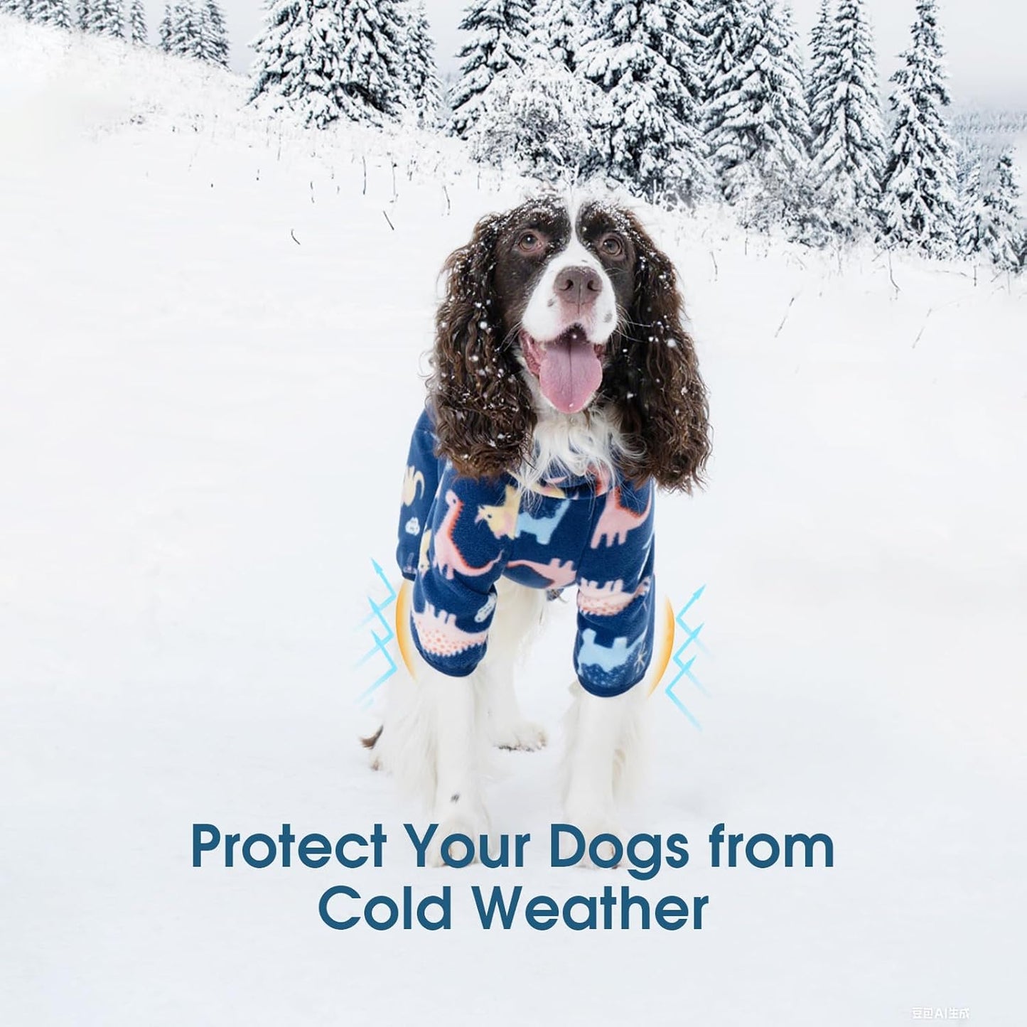 ROZKITCH Large Dog Clothes Soft Fleece Pullover Pajamas, Pet Windproof Warm Cold Weather Jacket Vest with Reflective Zipper, Jumpsuit Apparel Outfit Clothes for Large Dog Dinosaur 3XL