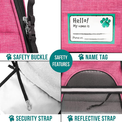 PetAmi Airline Approved Pet Carrier for Cat, Soft Sided Dog Carrier for Small Dog, Cat Travel Supplies Accessories Indoor Cat, Ventilated Pet Carrying Bag Medium Large Kitten Puppy, Large Heather Pink