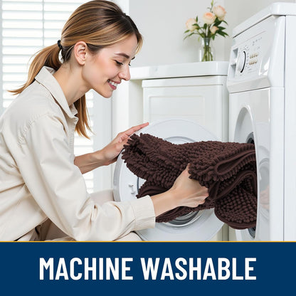 Smiry Dog Door Mat for Muddy Paws 40x32, Absorbs Moisture and Dirt Doormat, Non-Slip Washable Quick Dry Chenille Front Door Mat Indoor Entrance, Entryway Carpet for Inside Floor, Brown