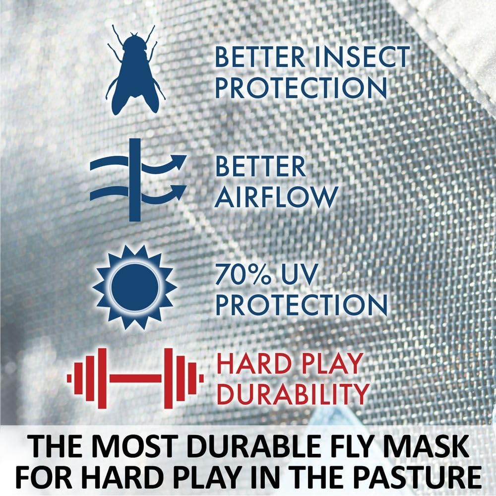 Schneiders Dura-Mesh II Fly Horse Mask with Ears | Reflective Safety Strips | 1000D Poly Vinyl Mesh | 70% UV Protection